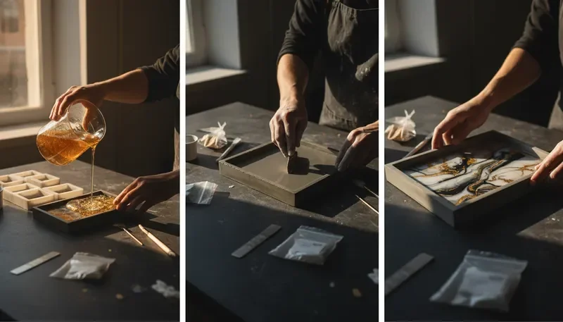 תהליך הייצור בסטודיו — יציקה, גימור ובדיקה של פריטי דקורציה מריזין ובטון