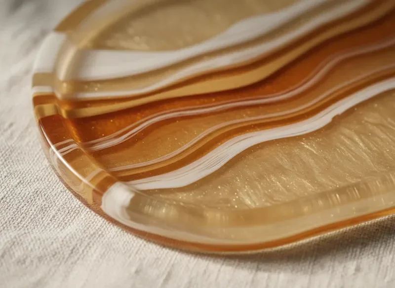 משטח ריזין שקוף ומבריק בגוונים חמים