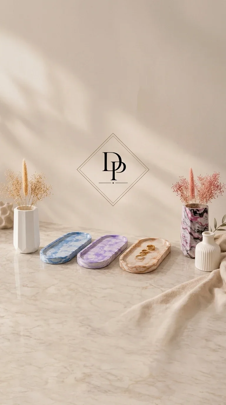 Handcrafted resin and concrete decorative item in modern and luxurious interior design
