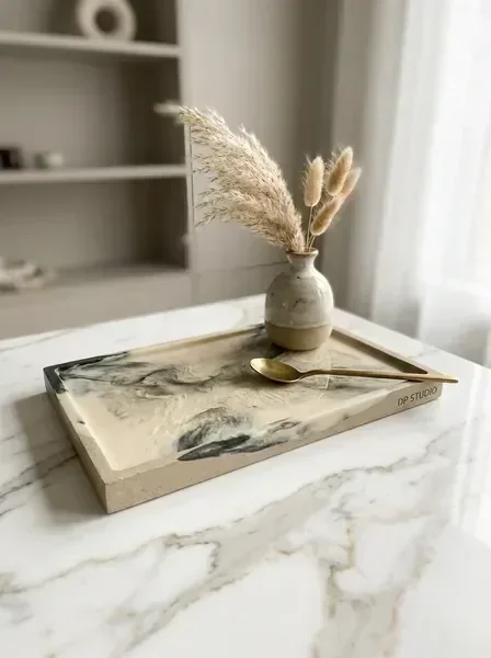 מגש דקורטיבי בעבודת יד מריזין ובטון