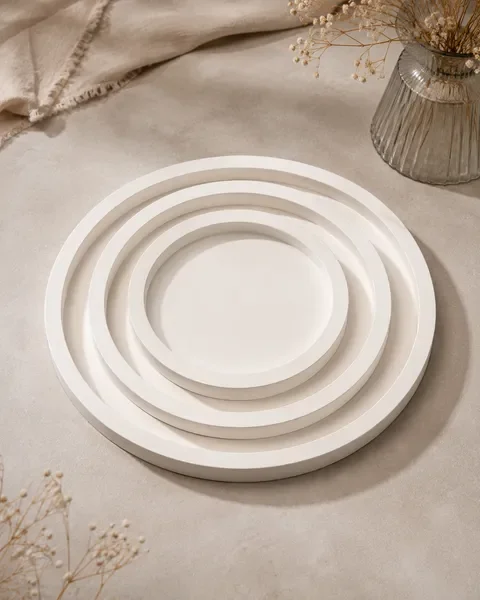 Concrete and resin decorative items in minimalist style