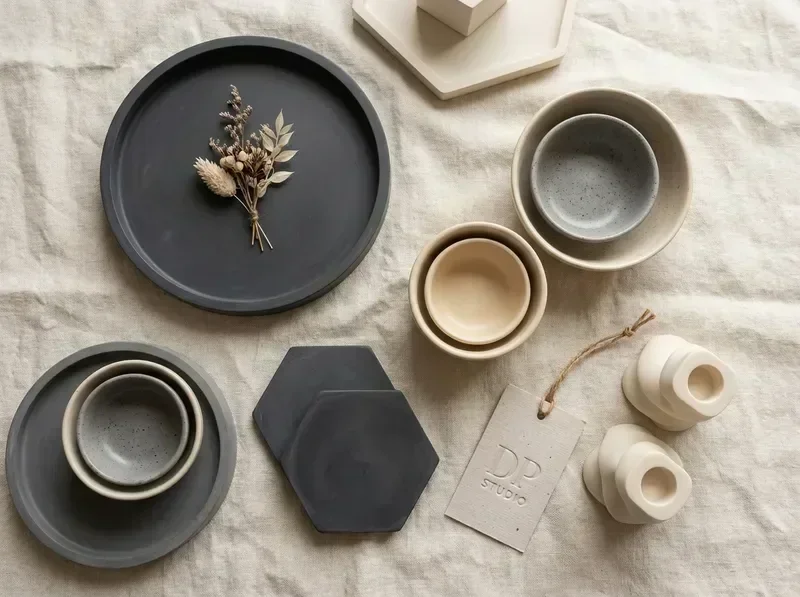 פריטי דקורציה מבטון וריזין בסגנון מינימליסטי